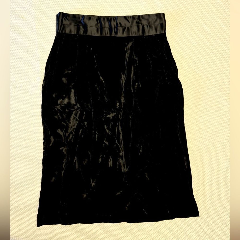 Barrie Stephens Vintage Black Velvet Pencil Skirt - Size 8- 10 Made in USA retro